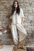 Annie Cushion Cotton Cuff Barrel Pant Panna Cotta
